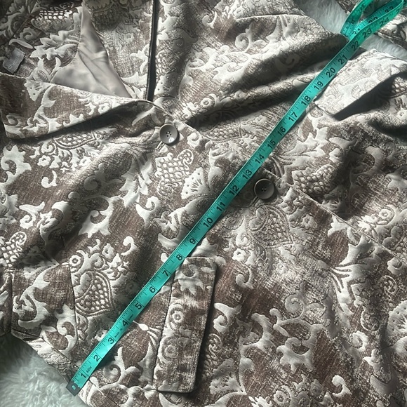 Chico’s Taupe Beige Chenille Jacquard  blazer coat SZ 2 (approx women’s 14) - Picture 6 of 7